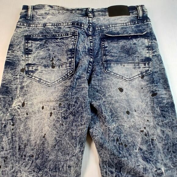 Encrypted Boys Drip Graphic Dark Blue Stretchy Jeans: Size 18 - Picture 3 of 4